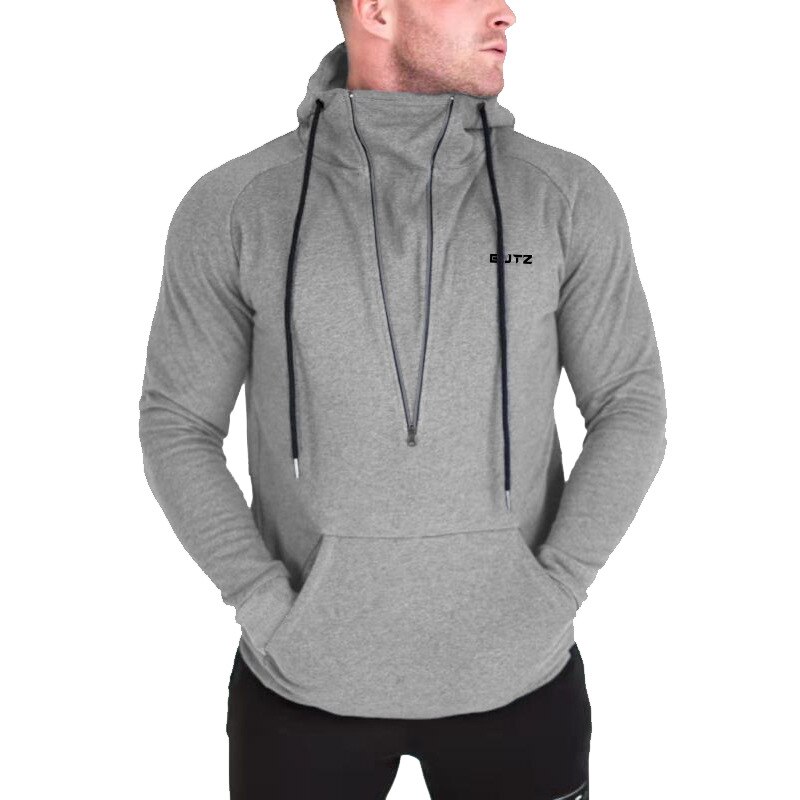 Herfst Mens Running Jassen Fitness Winter Sport Top Base Coat Outdoor Training Jogging Gym Hooded Rits Warme Jas: Grijs / M