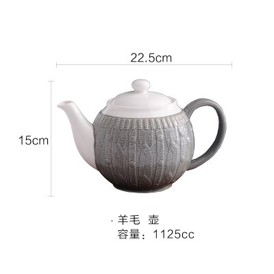 Gray Sweater Embossed Bone China Coffeware Sets Stylish White Porcelain Tea Suits For Afternoon Home Decorations: Gray Pot