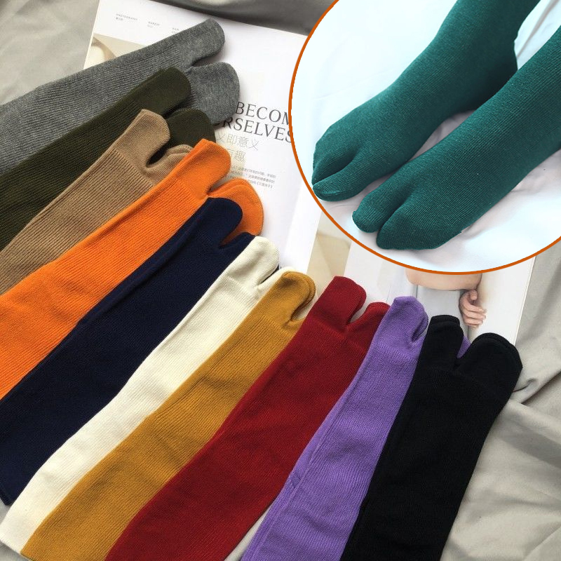 Combed Cotton Split Toe Socks Unisex Simple Comfortable Breathable Two-Toed Socks Japanese Style Harajuku Men Women's Tabi Socks