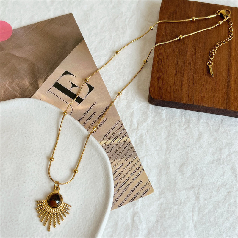 HangZhi Koreaanse Vintage Waterdruppel Ster Ronde Beer Ovale Hanger Ketting Geometrische Gouden Kleur Titanium Stalen Sieraden: MULTI