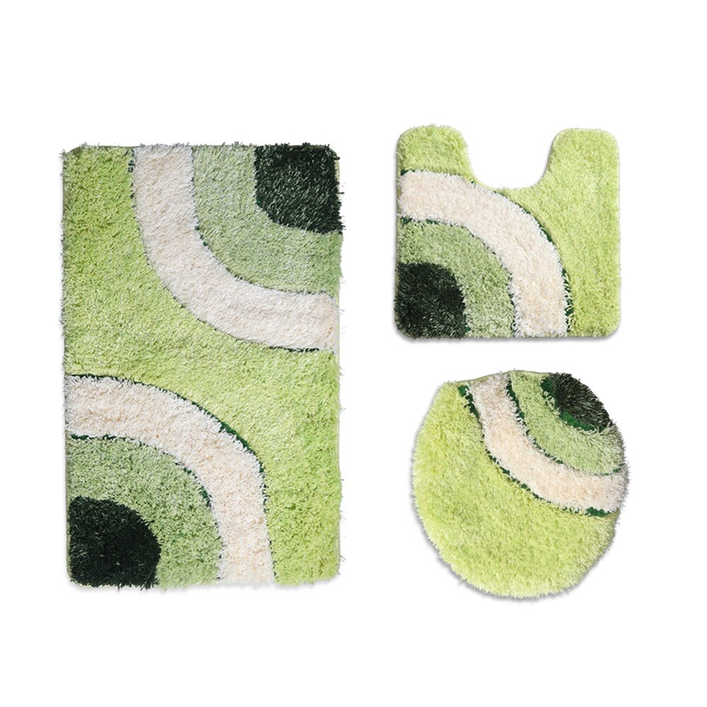 Europese geometrische abstracte flockmatset voor thuis toilet waterabsorberende antislipmat u-kussencombinatie driedelige badmat: 11