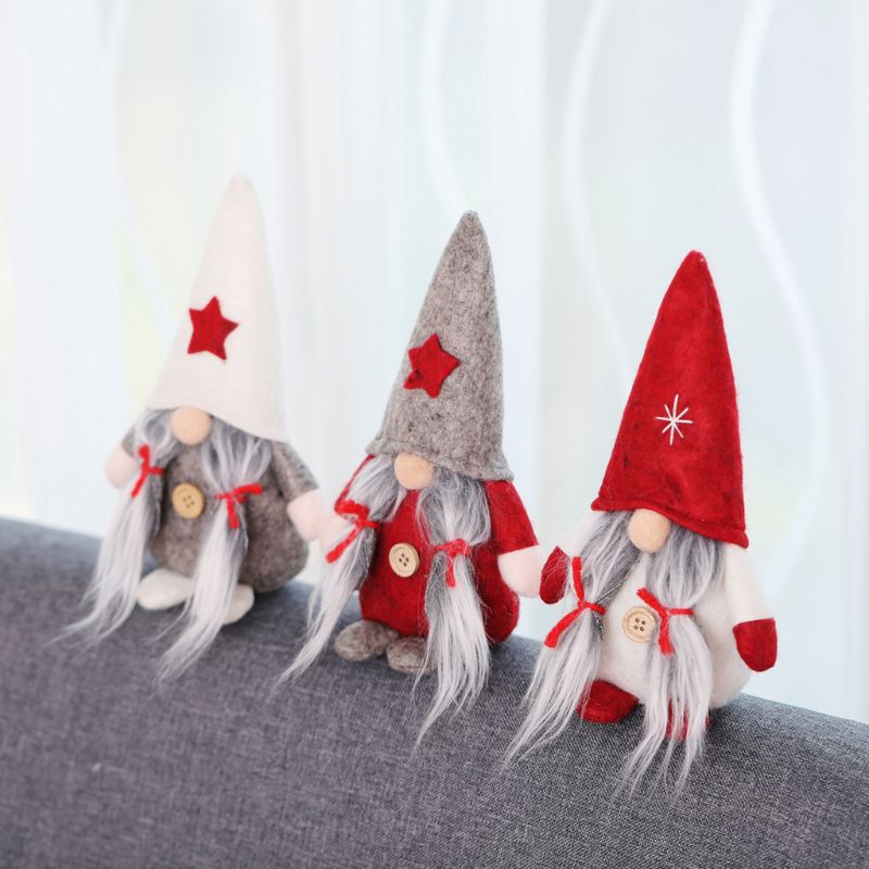 Vrolijk Kerstfeest Star Hoed Zweedse Santa Gnome Pluche Pop Ornamenten Handgemaakte Elf Speelgoed Home Party Decoratie
