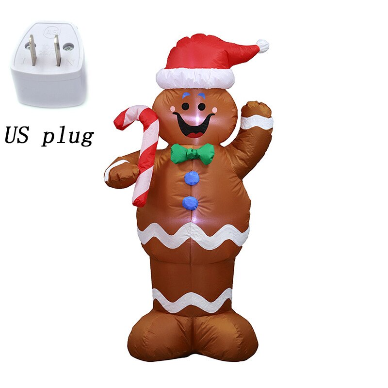 Kerst Opblaasbare Led Gingerbread Man Cookie Met Led Verlichting Indoor Outdoor Yard Airblown Decoratie Fun Xmas Party Display: US plug