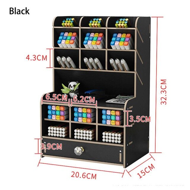 Potlood Organisator Multifunctionele Houten Desktop Pen Houder Kantoor School Briefpapier Opslag Stand Case Bureau Pen: Pen Holder 8