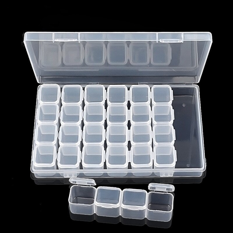 56 roosters Demontabel Diamant Borduurwerk Accessoires Diamant Schilderij Dozen Kruissteek Gevallen Organizer Thuis Opslag: 28 clean box