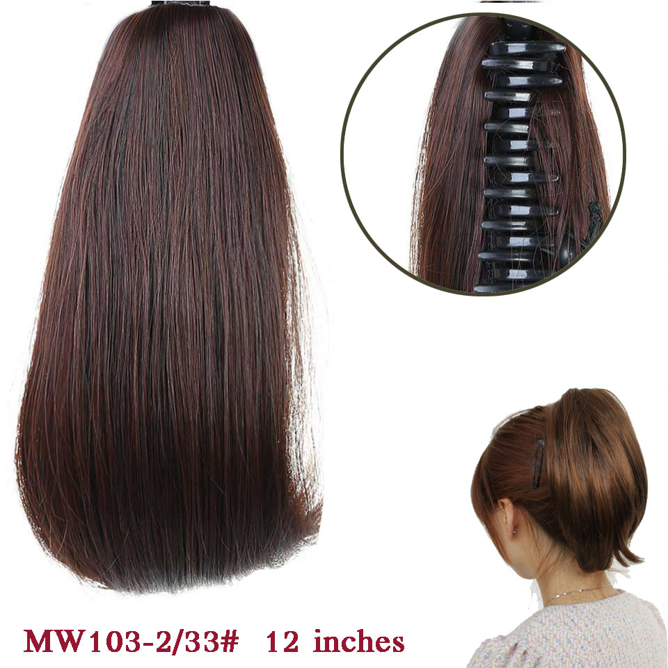 Difei syntetiske kvinner klo på hestehale klips i hårforlengelser rett hestehale frisyre svart brun blonde frisyrer h: 2 i 33