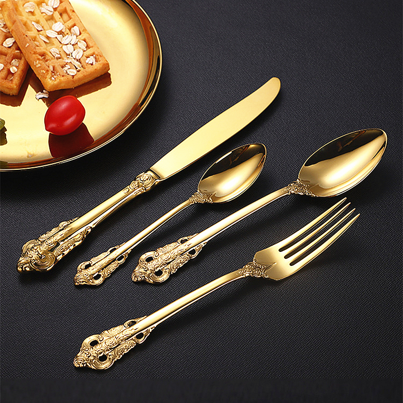 Luxus Palace Besteck Set Edelstahl Steak Messer Gabel Hause Komplette Geschirr Kaffee Löffel Teelöffel Küche Utensilien