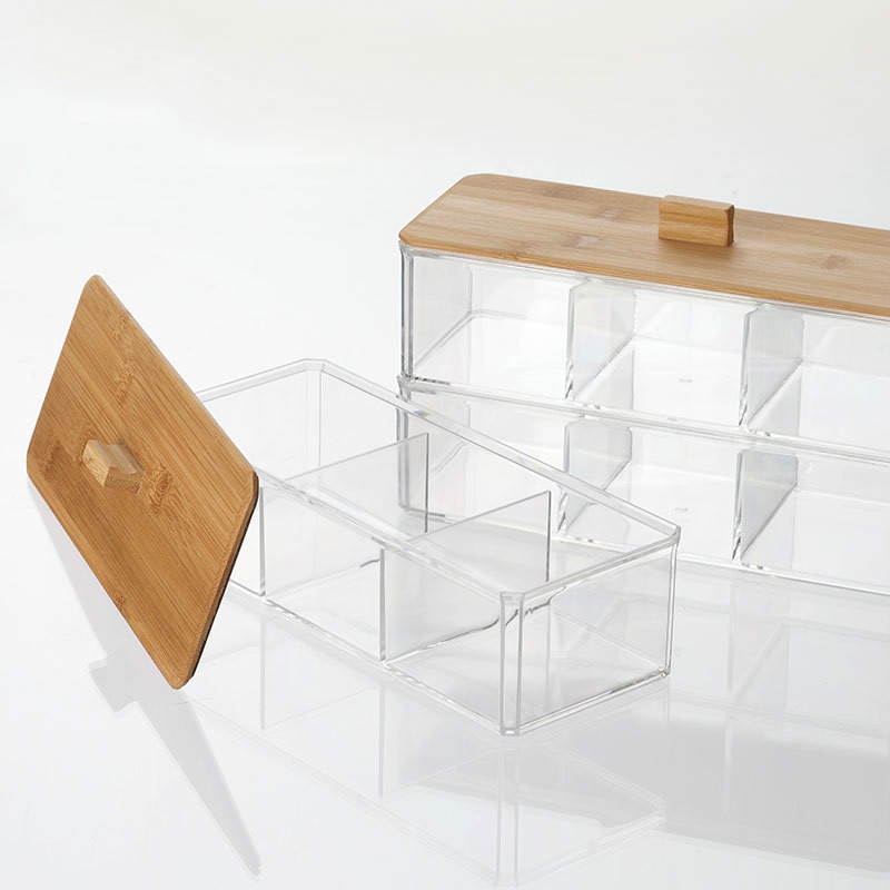 Acrílico redondo Qtip contenedor recipientes para especias tazón de algodón de maquillaje organizador para almohadilla de la joyería caja de almacenamiento de titular de caramelo tarros con tapa