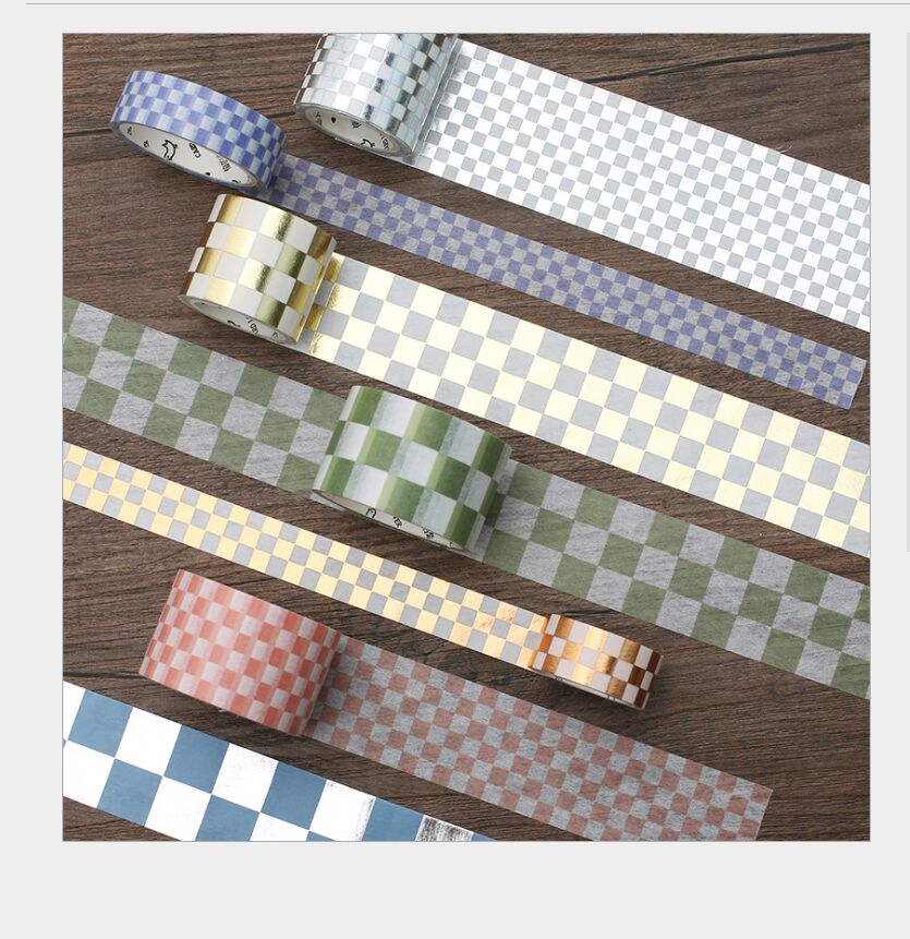 Bande washi décorative en forme de nid d'abeille, feuille d'or, argent, grille carrée, mur en brique, ruban de masquage pour bricolage planificateur journal intime, scrapbooking