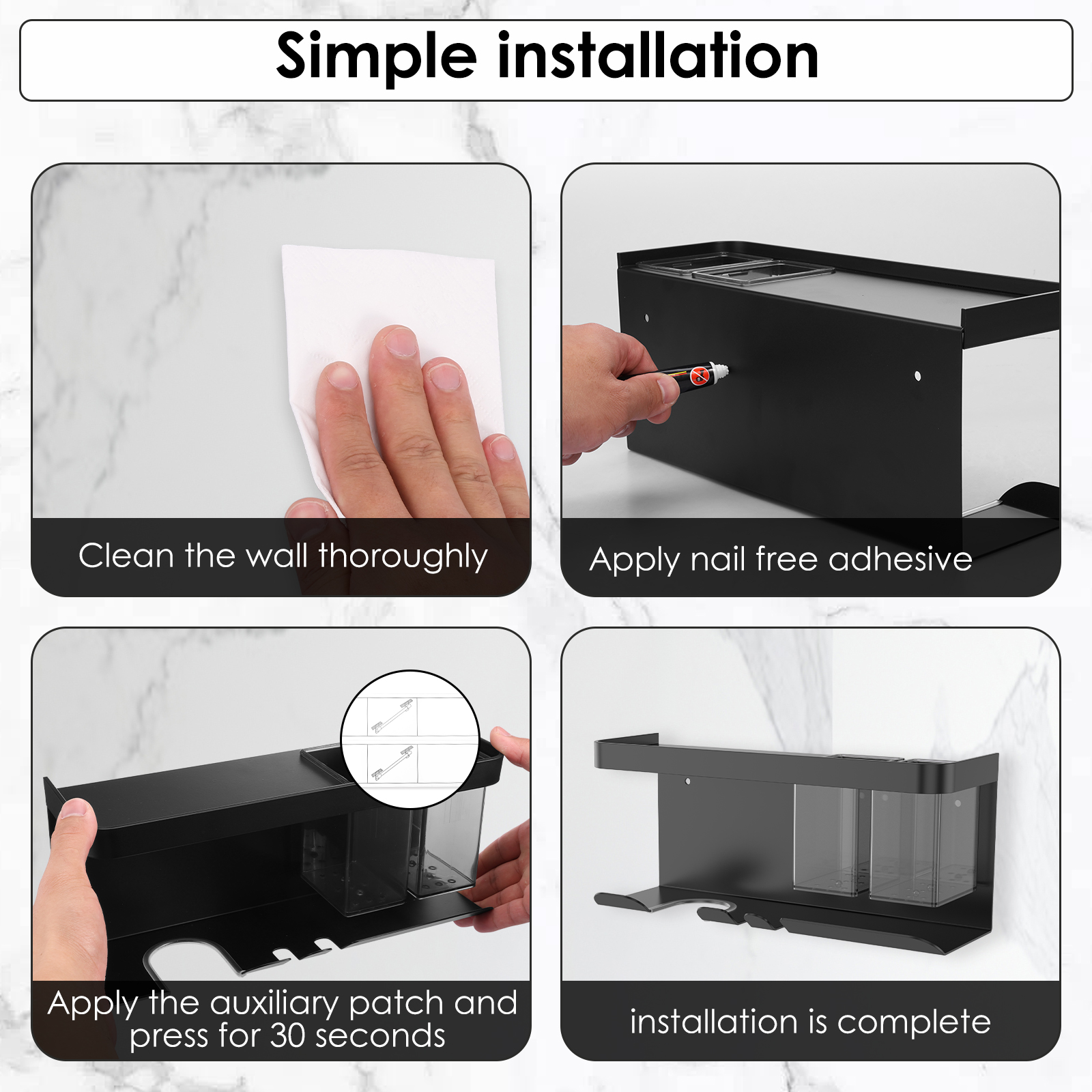 Soporte para secador de pelo, soporte de pared para secador de baño, organizador, estante, ducha, inodoro, soplador, colgador de secador de pelo de aluminio
