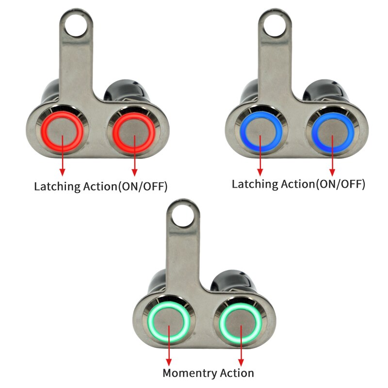 Stainless Steel Motorcycle Switch ON-OFF Handlebar Adjustable Mount Waterproof Switches Button DC12V With LED Light