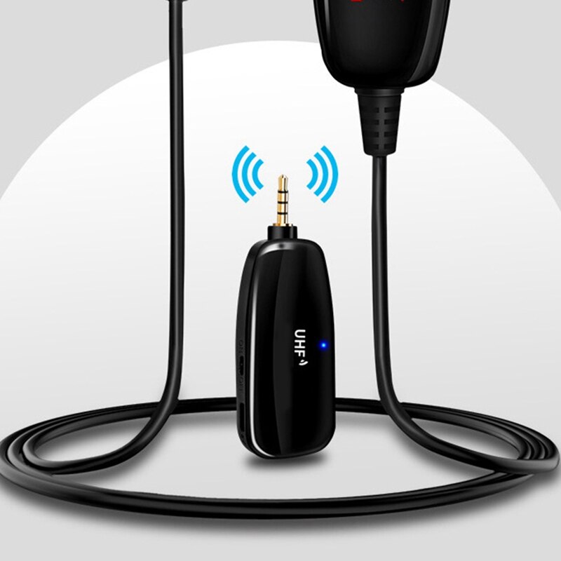 UHF Microphone Lavalier Wireless Microphone Interview Microphone with LCD Display for Smartphone