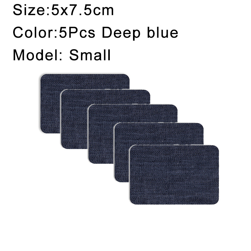 Parches vaqueros termoadhesivos de algodón, parche de reparación azul para bricolaje, reparación de ropa, decoración de chaqueta, 5 uds.: Níquel negro