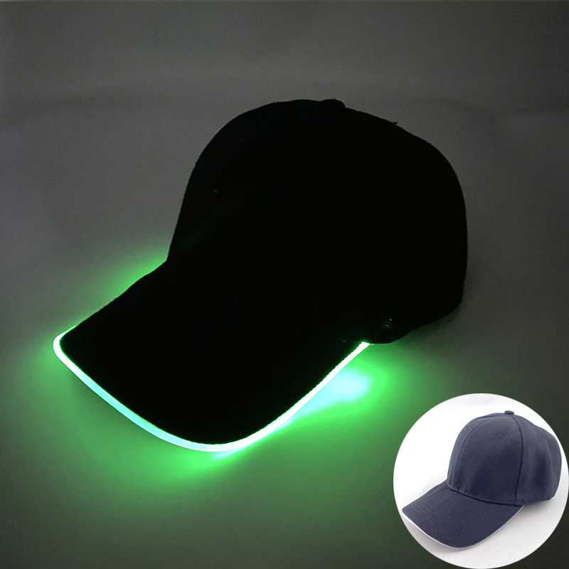 Sombrero de béisbol brillante con luz LED, gorra luminosa de Hip Hop para Rap, DJ, baile, club nocturno, Bar, accesorios de , suministros de sombrero de hip hop de neón: Verde claro