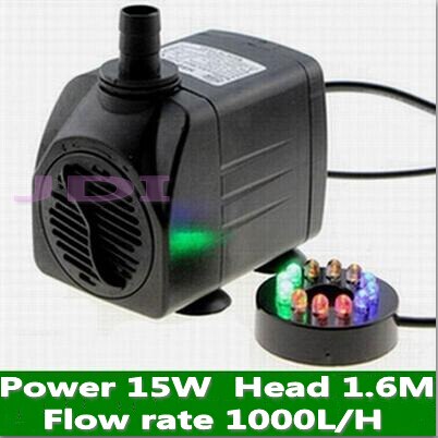 AC 220 V Dompelpomp Met 12 led-verlichting 1000L/H 15 W Voor Aquarium Aquarium Vijver fontein EU plug