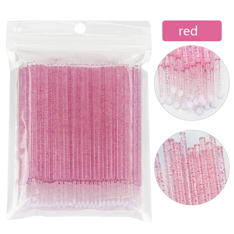 100Pcs Eyelash Cleaning Brush Lash Extension Micro Cotton Swab Individual Eyelashes Microbrush Beauty Makeup Clean Remover Tools: Orange
