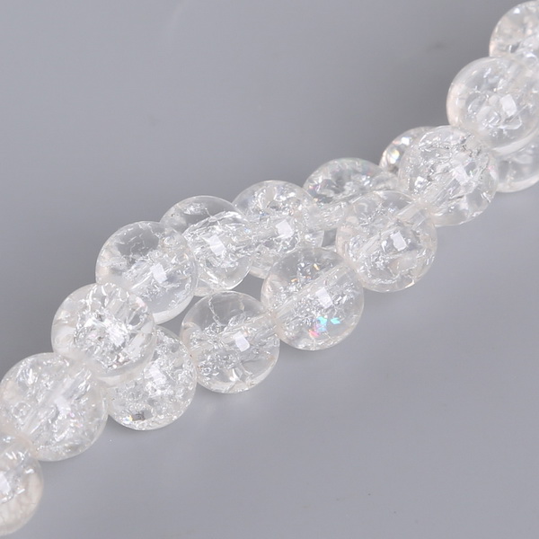 Round Glass Crackle 8mm Loose Beads 50pcs 1 String Fit Handmade Bracelet Necklace DIY Craft Making Good Jewelry: WHITE