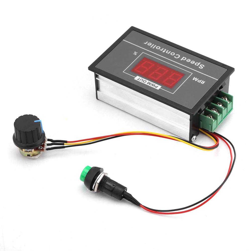 Controlador de velocidad del Motor DC 12V 24V 36V 48V 30A PWM interruptor de parada de arranque con Pantalla digital y potenciómetro de control de velocidad 6-60V