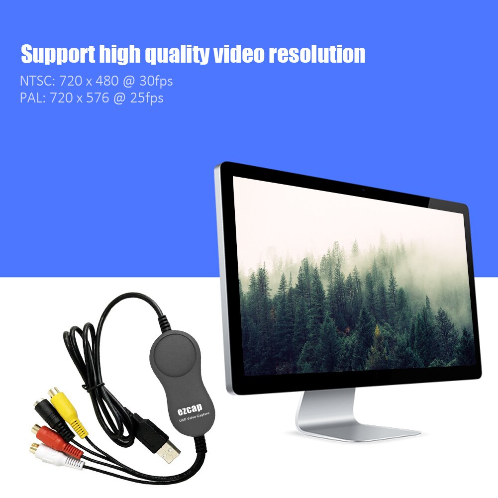 USB 2.0 Video Audio Capture Card Device VHS to DVD Adapter Converter Analog to Digital Recorder for Windows MacOS