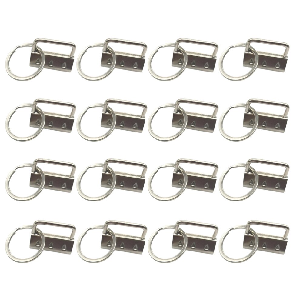 25/50Pcs DIY Fabric Hardware Key Chain Fob Wristlet Hardware with Key Ring for Lanyard Luggage Strap Accessories（25mm, Silver): 25pcs