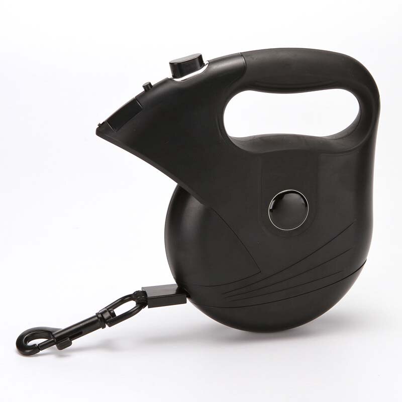 Retractable Dog Leash 16 Feet Heavy Duty Retractable Walking One-Handed Brake, Pause, Lock, Build-in LED Flashlight PL052: Black