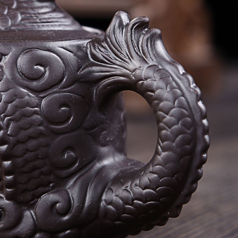 Paarse Klei Theepot, Traditionele Chinese Thee Pot Draak En Phoenix Thee Ketel Premium Thee, paarse Klei Kungfu Thee Set