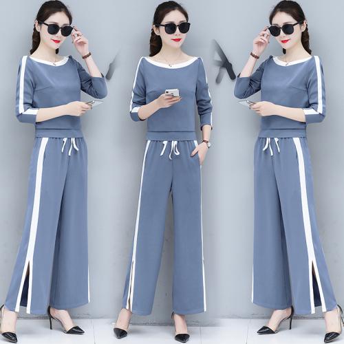 Green Two Piece Women Pants Sets Clothing Women Set Grey Summer Women's Suit Top&pants Set Conjunto Feminino: Blue / XXL