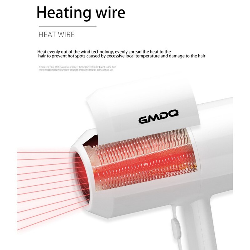 GMDQ – sèche-cheveux électrique mural, souffleur à ions négatifs avec support USB, pour salle de bain, hôtel