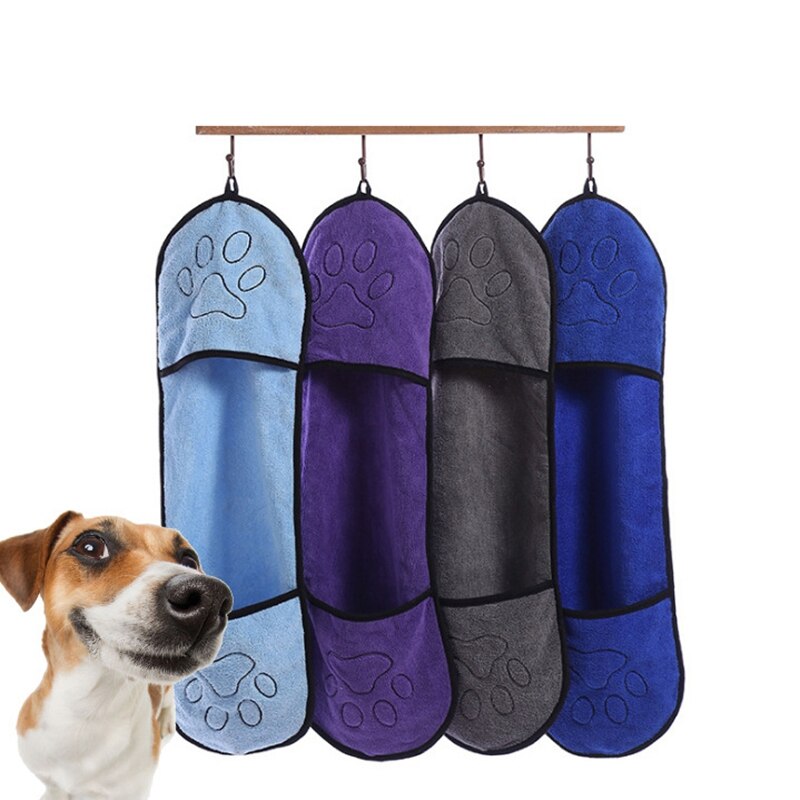 Praktische 2 Stuks Hond Bad Handdoek Ultra-Absorberende Kat Kleine Honden Drogen Handdoek Deken Met Pocket Voor Grote honden Badjas