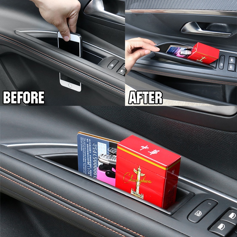 Car Accessories L&R Cars Front Door Handle Storage Box Pallet Container Center Console Tray For PEUGEOT 3008 5008
