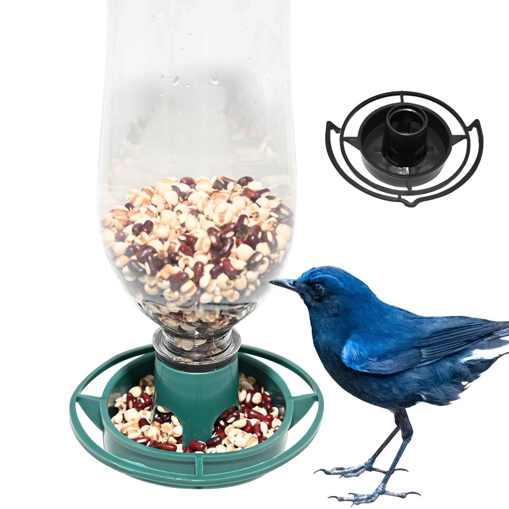 Pack of 2 Hanging Soda Bottle Bird Feeders Fill Plastic Soda Bottles with Bird Seed, Twist on Feeding Tray, Hang Outdoors Feeder