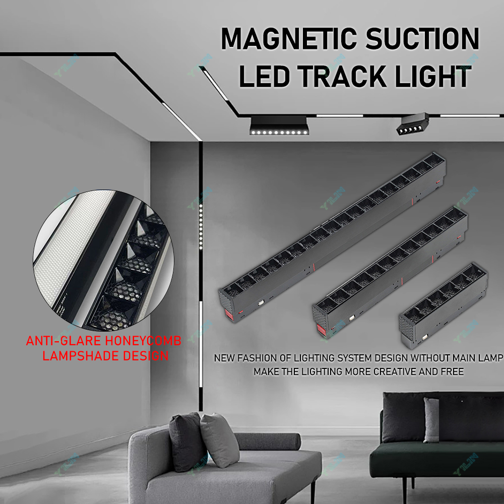 Nowa magnetyczna lampa szynowa 48V doprowadziło krata powódź lampa reflektor sufit lampa tor szyna linia światła nie Główny światło oświetlenie projekt