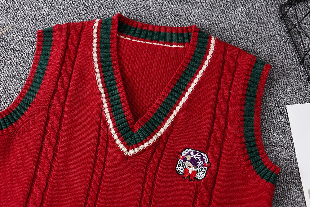 Jule rød sweater japansk jk uniform løs sweater/vest pullover vest blød pige pige par efterår og vinter toppe