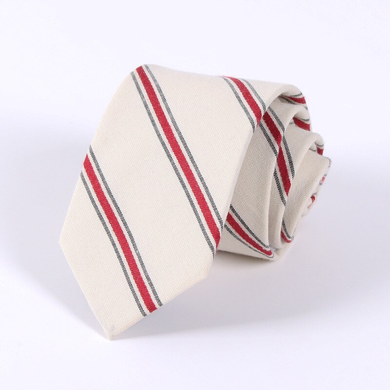 18 kleuren Mode 6.5 CM Breedte Katoen Tie Brand Gestreepte Plaid Stropdassen Voor Mannen Bruidegom Dassen Party Zakelijke Accessoires stropdas: CT025 B beige