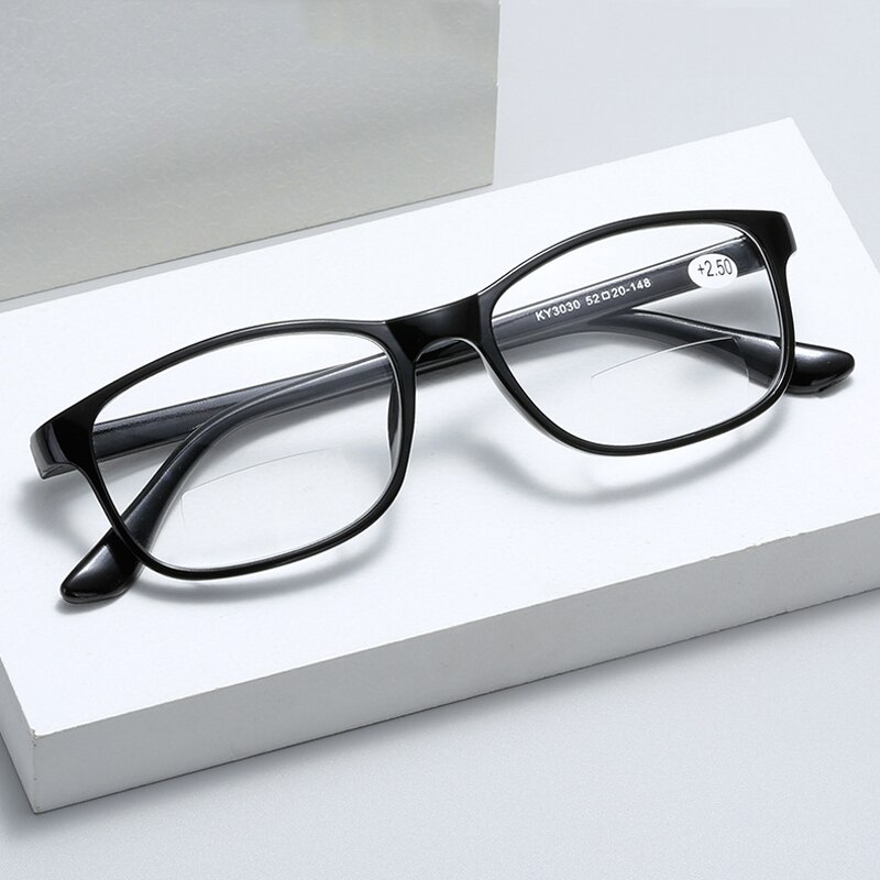 Seemfly-gafas de lectura para hombres y mujeres, lentes bifocales ultralivianas con marco negro transparente, para presbicia, dioptrías + 1,0 + 2,5 + 4,0