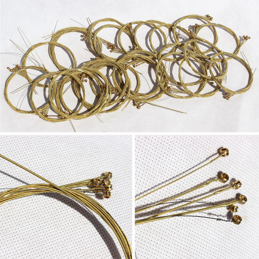 Akoestische Gitaar 6 stks/set Stalen Snaren Gauge Set van Houten Gitaar Gitaar Snaren E-A Messing Kleur Gitaar Onderdelen