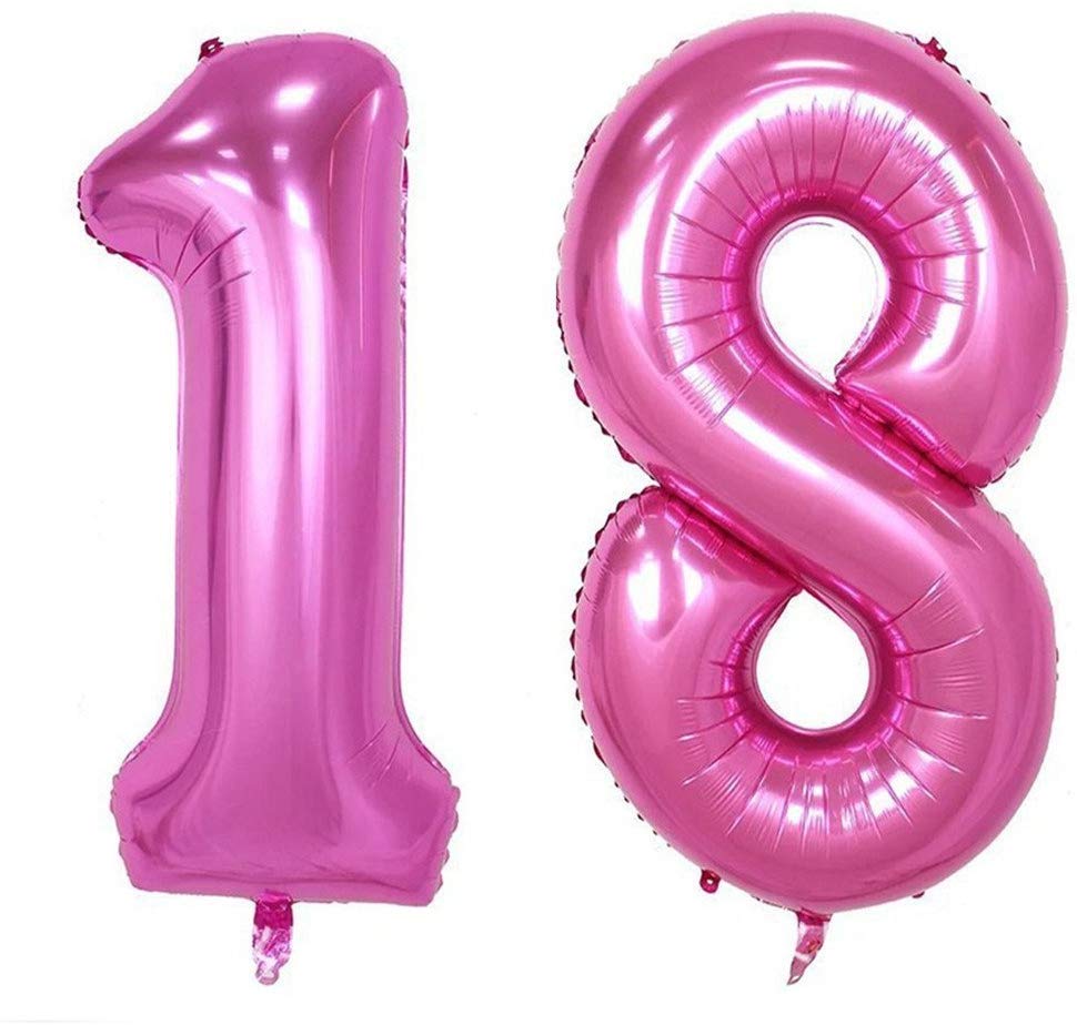 2pcs 32/40 inch Happy 18 Birthday Foil Balloons pink blue gold number 18th Years Old Party Decorations Man Boy Girl Supplies