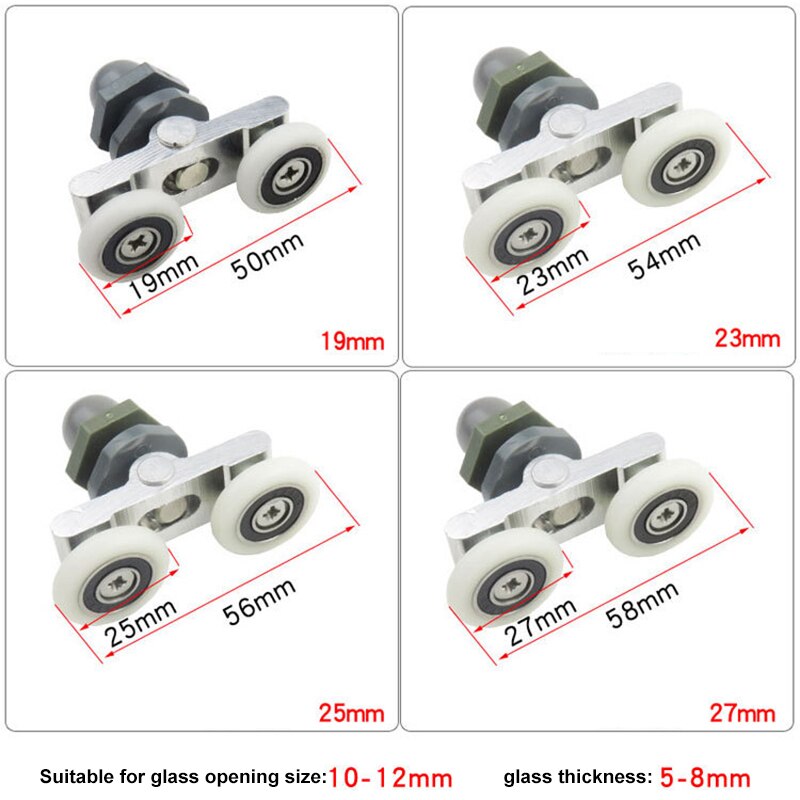 8 stk 19/23/25/27mm skydedøre hængende badeværelse messing skab hjul skab excentrisk ophængt glas dør ruller til bruser