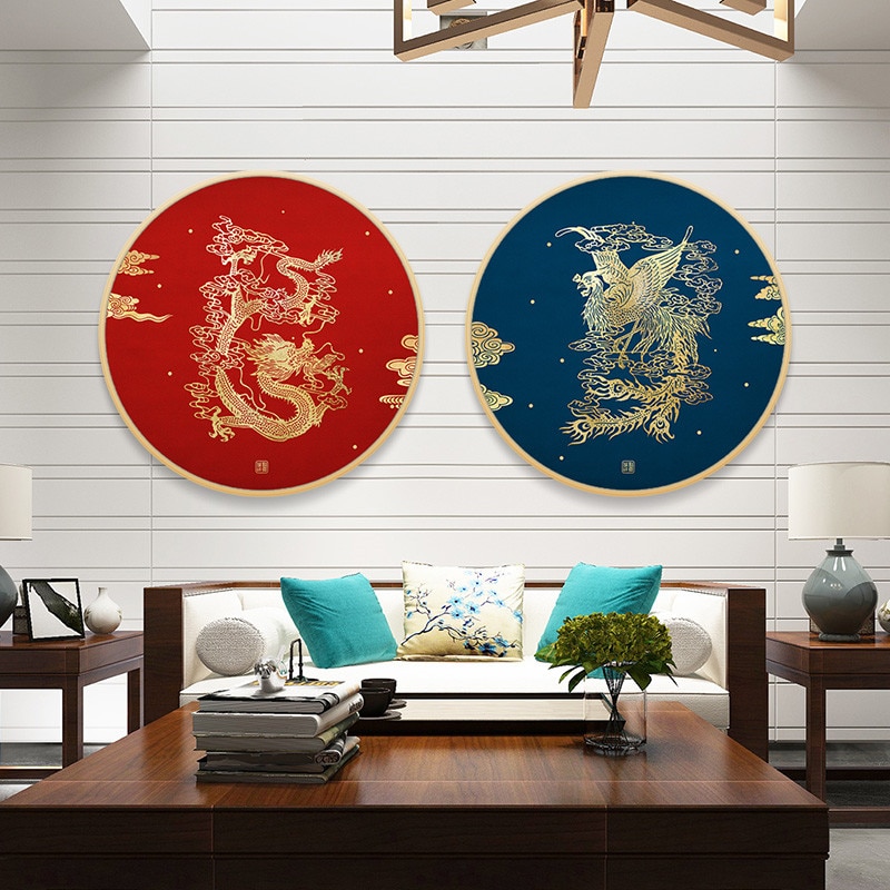 Chinese Cross Stitch Kits Embroidery Needlework Sets Dragon and Phoenix Are Golden and Rich Printe Patterns Cross Stitch Thread