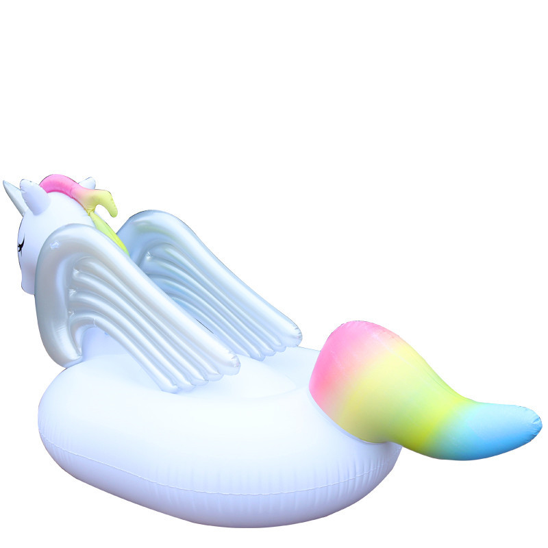 Silber flügel regenbogen Einhorn aufblasbare schwimm insel matte, schwimmen pool luft matratze, festival party schwimm spielzeug für Erwachsene