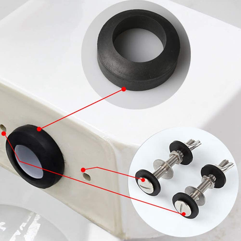 Kit de pernos de cisterna para tanque de inodoro, accesorio de fijación de acero inoxidable para cacerola de inodoro con juntas dobles, 2 paquetes