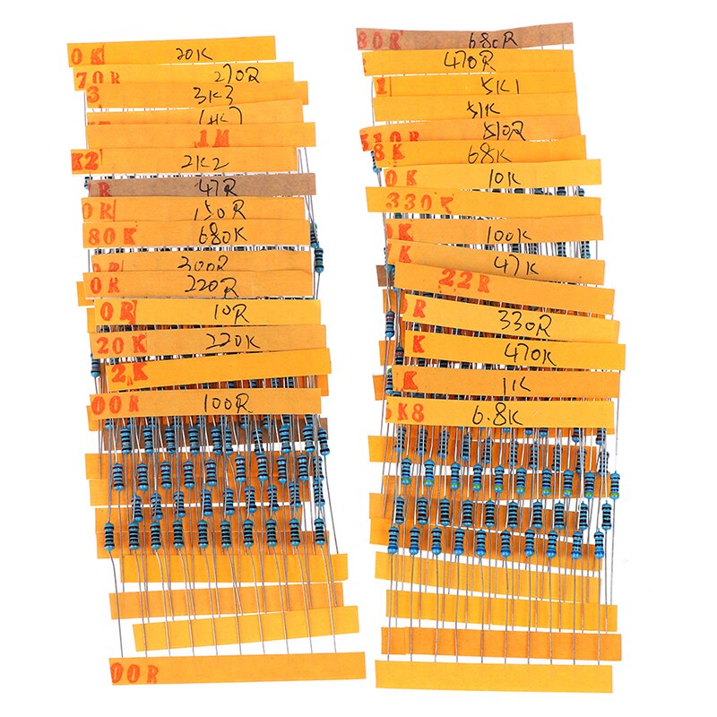 300 Stks/set 30 Soorten 1/4W Resistance 1% Metal Film Weerstand Pak Diverse Kit 1K 10K 100K 220ohm 1M Weerstanden 300 Stks/set