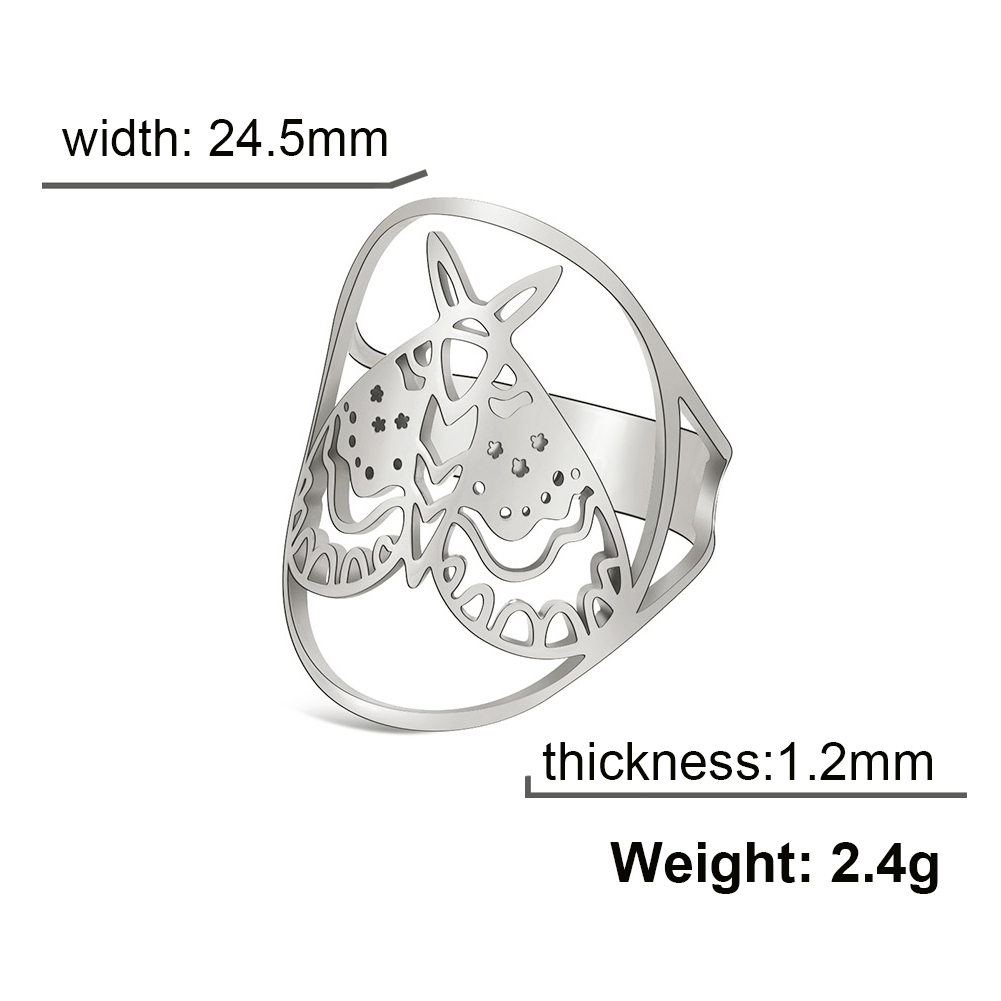 Skyrim Luna-Anillo de polilla para hombre y mujer, anillos abiertos ajustables de acero inoxidable, joyería gótica de insectos y animales, de San Valentín,: Oro champán