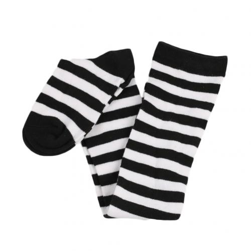Long Stripe Printed Thigh High Striped Cotton Socks Women Christmas Color Striped Over The Knee Thigh High Stockings: 19Black White