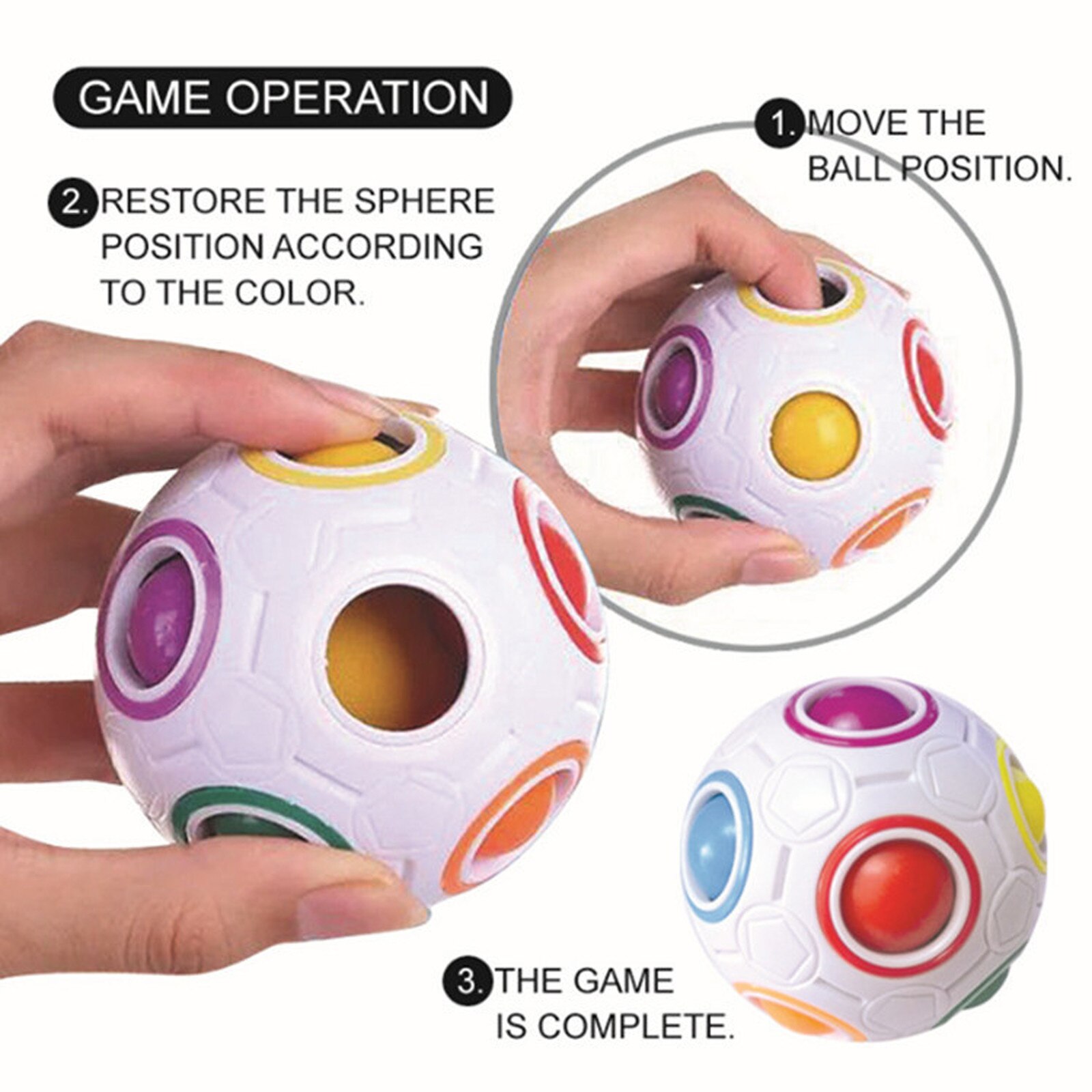 Fun Stress Reliever Magic Rainbow Ball Plastic Education Toys For Children Colourful Ball Stress Reliever Toy Adult