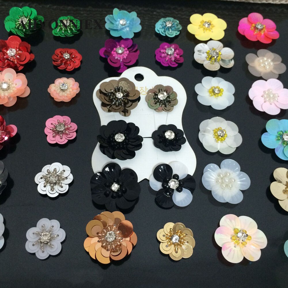 10 Teile/los Pailletten Blumen Patches Nähen Auf Perlen Applique Kleidung DIY Schuhe Taschen Zubehör