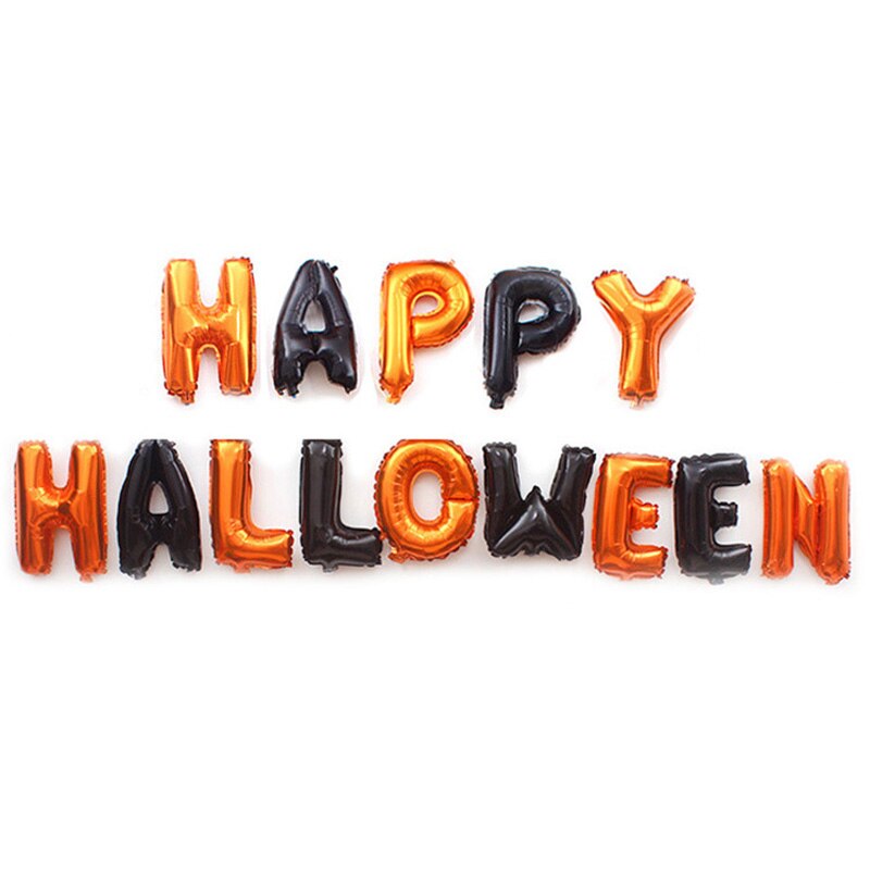 glad halloween fest dekorasjonssett helium luftfolie ballonger gresskar flaggermus halloween tema ballong banner svart oransje ballong xn