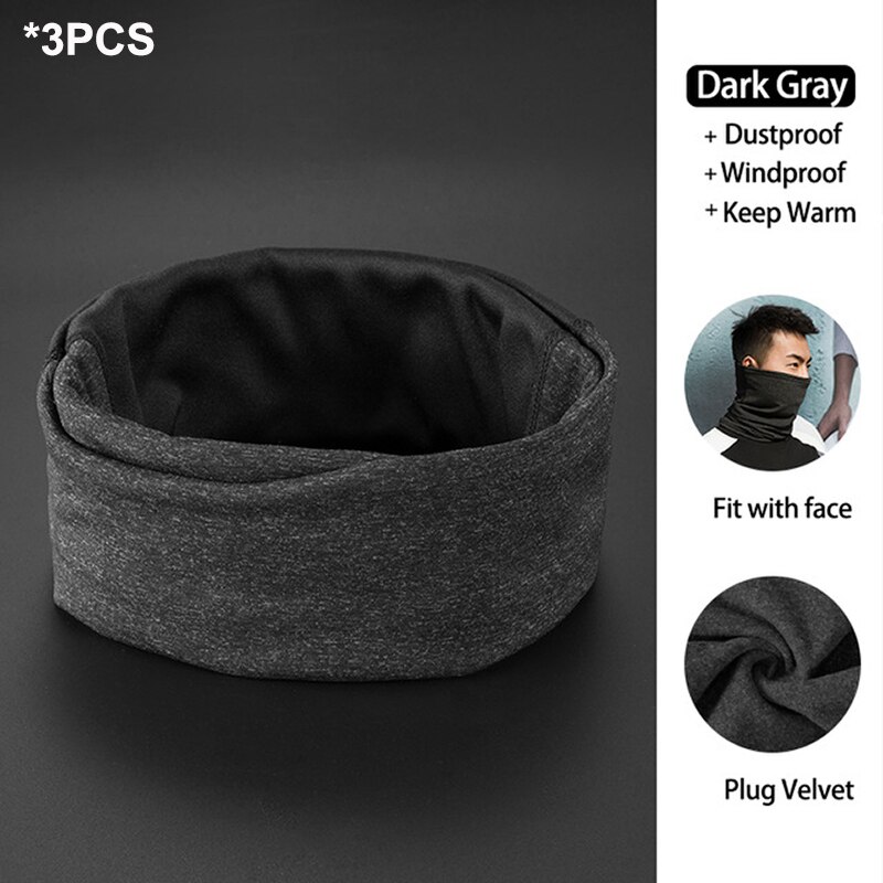 ROCKBROS-mascarilla de Ciclismo de invierno, Bandana transpirable a prueba de viento, máscara facial cálida, gorro térmico de lana para el cuello: Dark Gray 3PCS