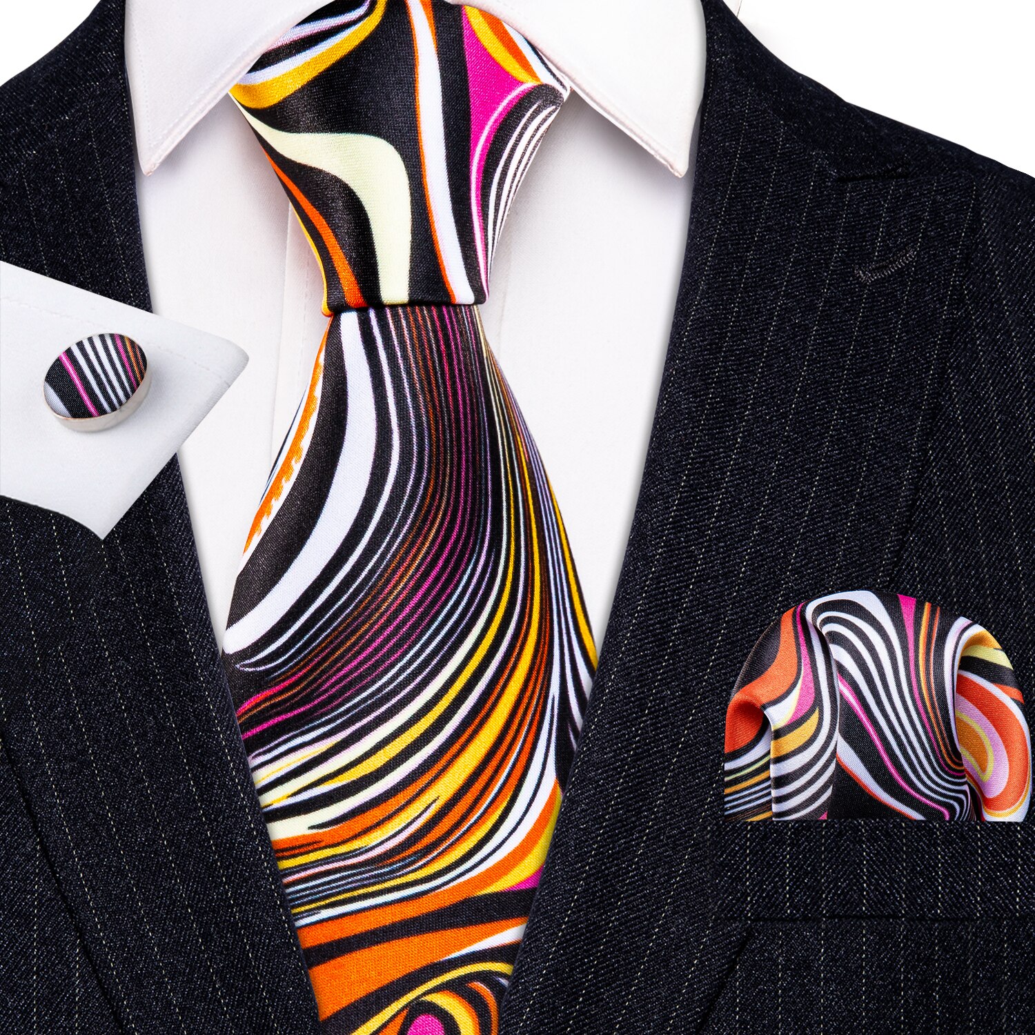 Men Necktie 100% Silk Mens Tie 7 Colors Print Ties For Men Wedding Barry.Wang Business Style Tie LS-07: LS-1277