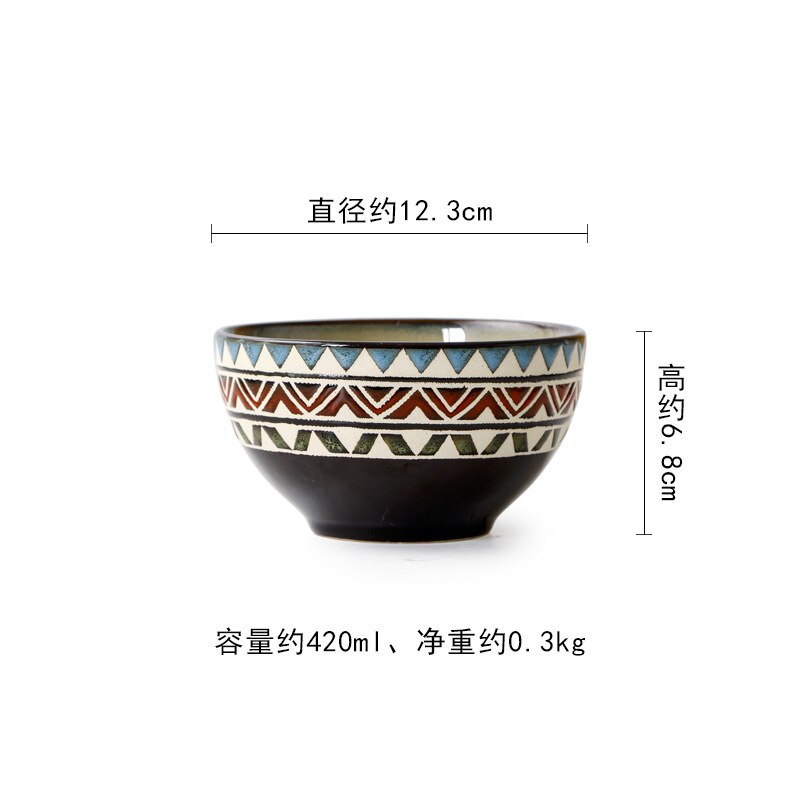 Servies Keramische Diner Plaat Set Schotel Porselein Leuke Dessertbord Servies Nordic Stijl Onderglazuur Diepe Vlakke Plaat: 4.8inch Bowl